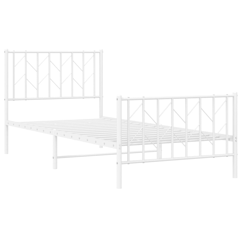 sengeramme med sengegavl og fodgærde 90x200 cm metal hvid