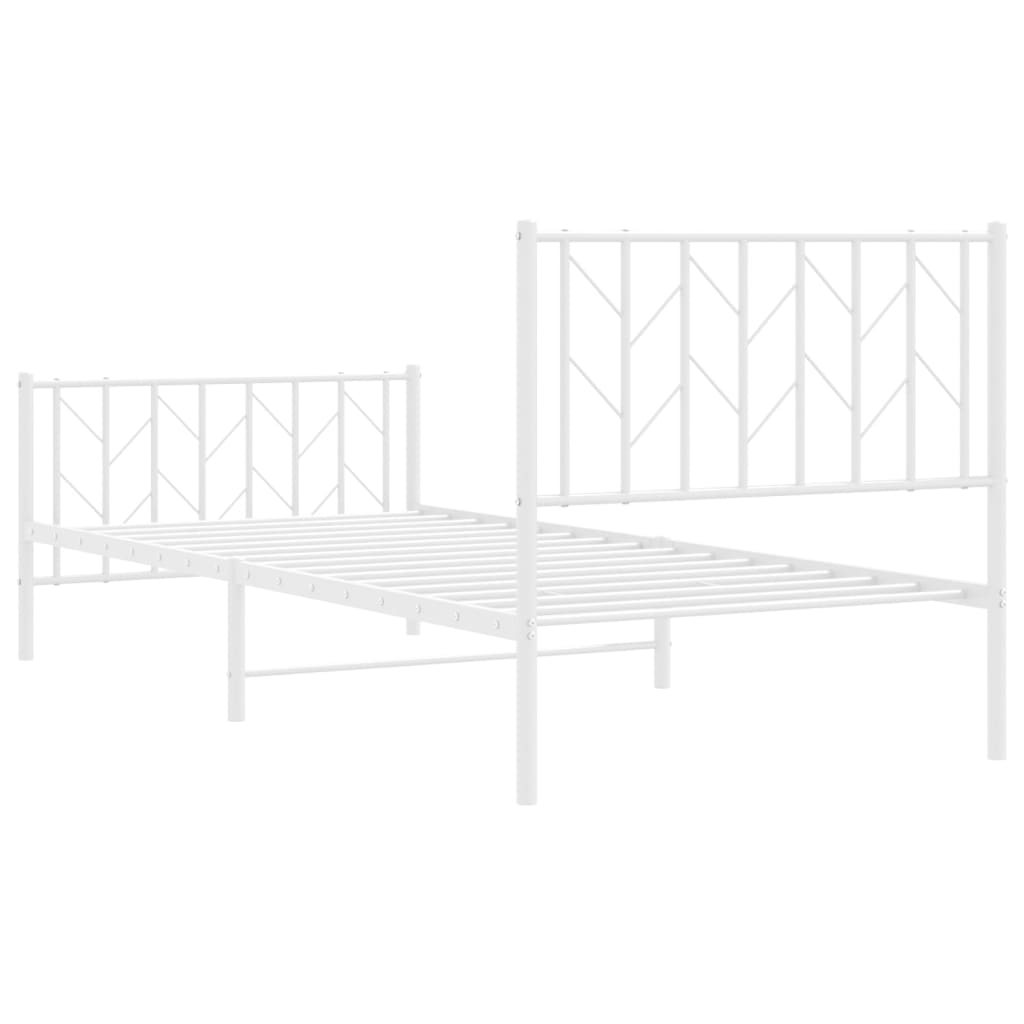 sengeramme med sengegavl og fodgærde 90x200 cm metal hvid