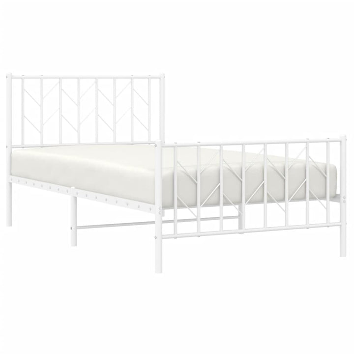 sengeramme med sengegavl og fodgærde 100x190 cm metal hvid