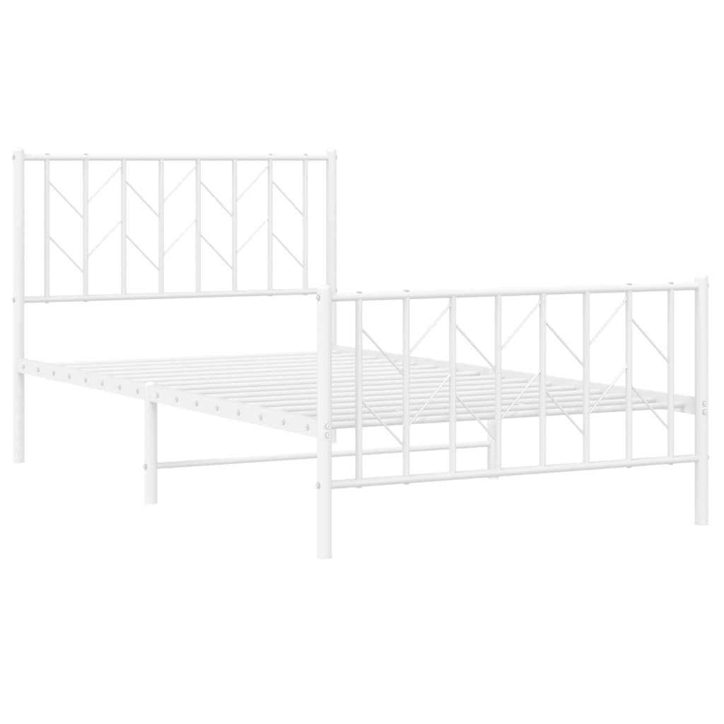 sengeramme med sengegavl og fodgærde 100x190 cm metal hvid