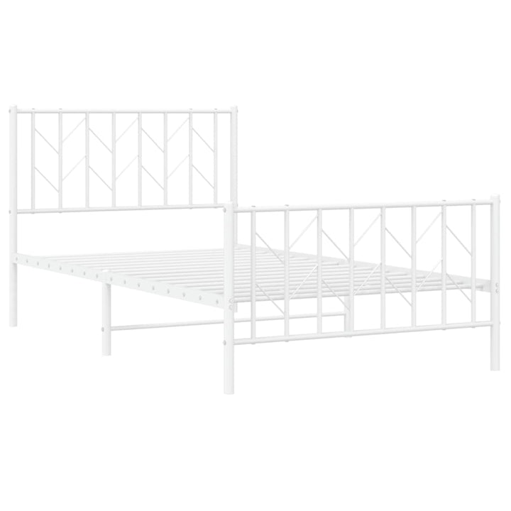 sengeramme med sengegavl og fodgærde 100x190 cm metal hvid