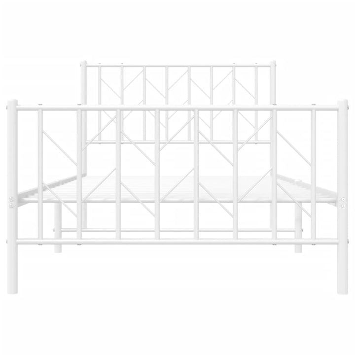 sengeramme med sengegavl og fodgærde 100x190 cm metal hvid