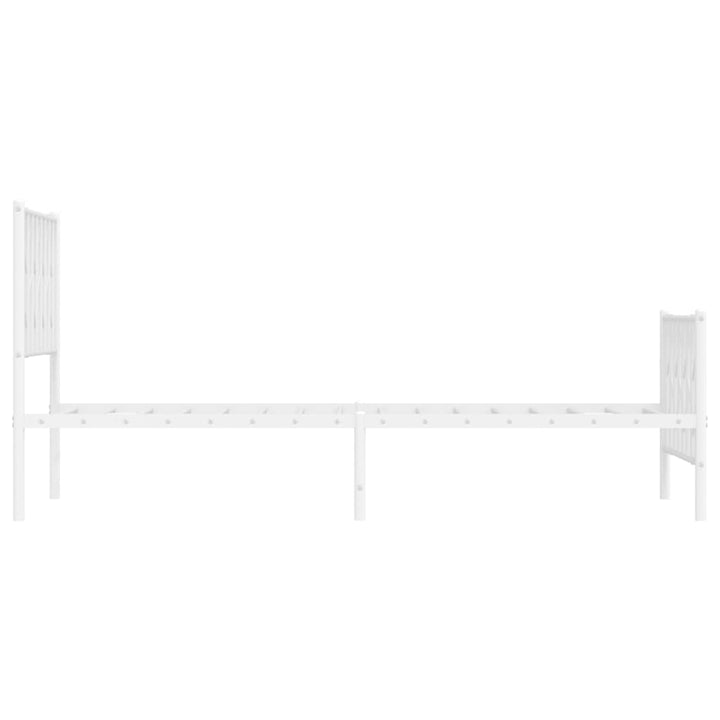 sengeramme med sengegavl og fodgærde 100x190 cm metal hvid