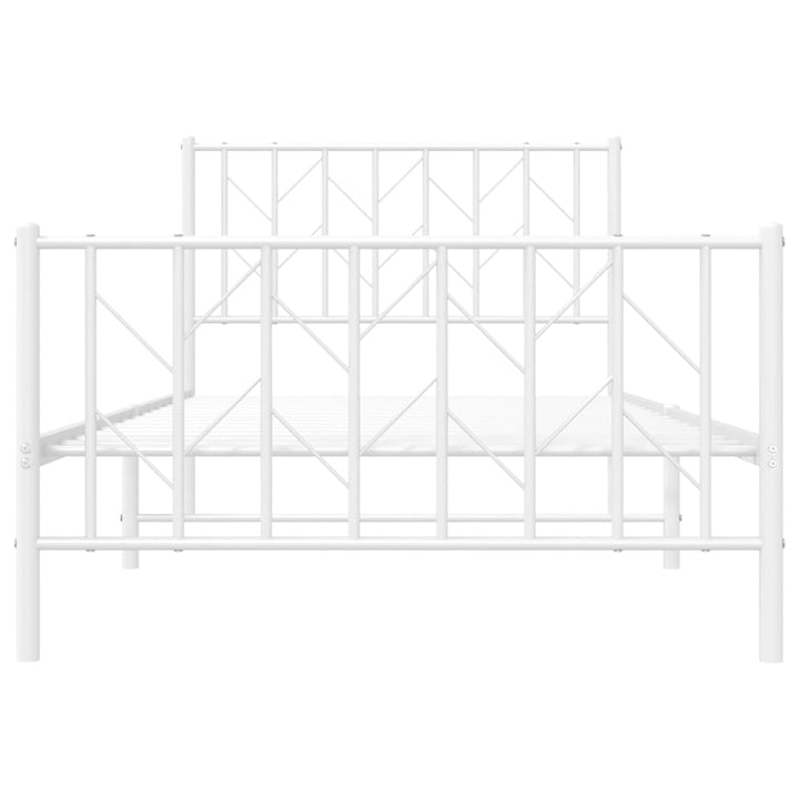 sengeramme med sengegavl og fodgærde 100x200 cm metal hvid