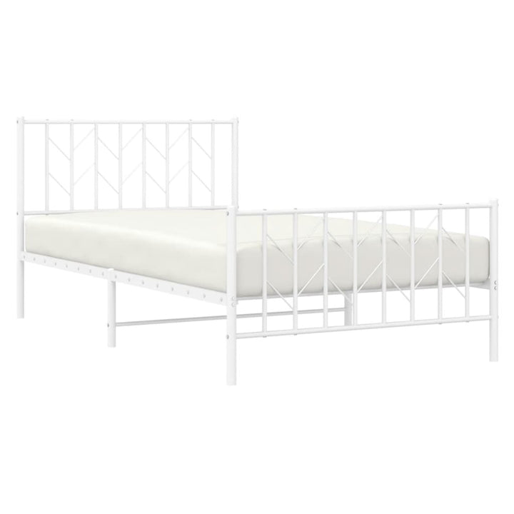 sengeramme med sengegavl og fodgærde 107x203 cm metal hvid