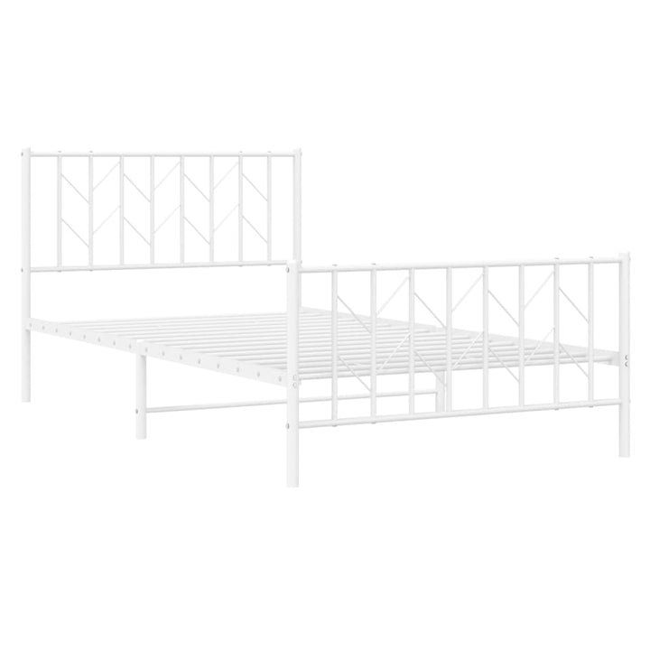 sengeramme med sengegavl og fodgærde 107x203 cm metal hvid