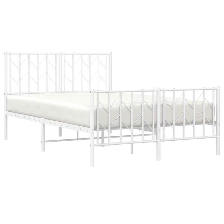sengeramme med sengegavl og fodgærde 120x200 cm metal hvid