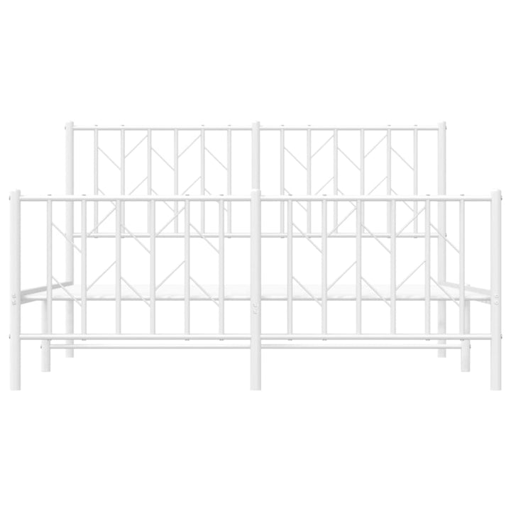 sengeramme med sengegavl og fodgærde 135x190 cm metal hvid