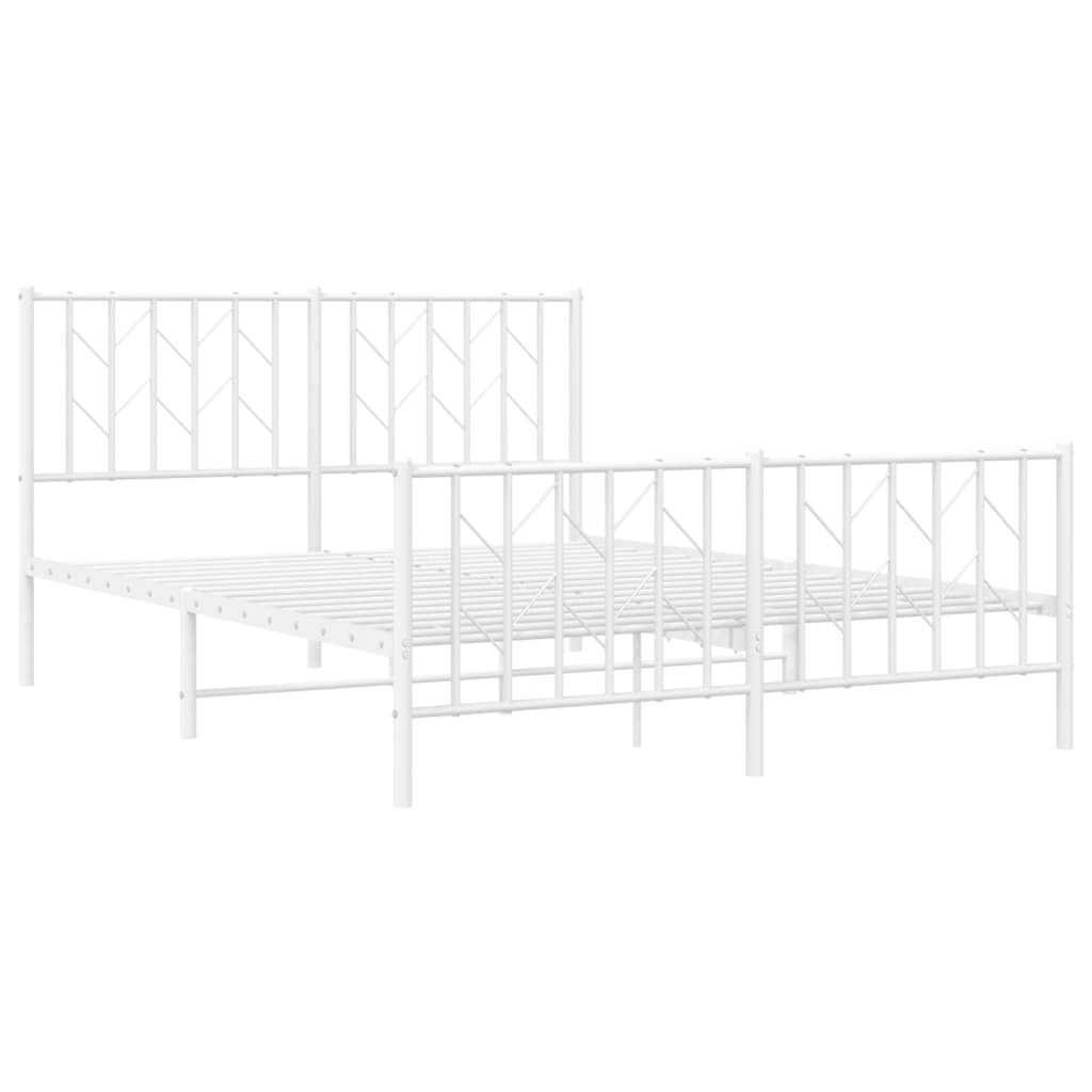 sengeramme med sengegavl og fodgærde 140x190 cm metal hvid