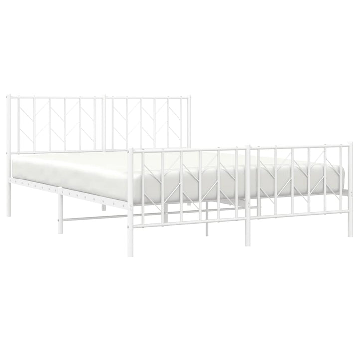 sengeramme med sengegavl og fodgærde 150x200 cm metal hvid