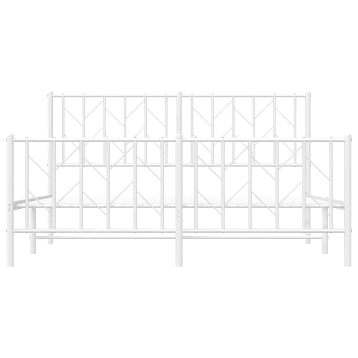 sengeramme med sengegavl og fodgærde 150x200 cm metal hvid