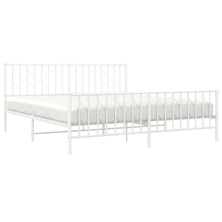 sengeramme med sengegavl og fodgærde 183x213 cm metal hvid