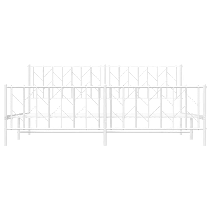 sengeramme med sengegavl og fodgærde 193x203 cm metal hvid