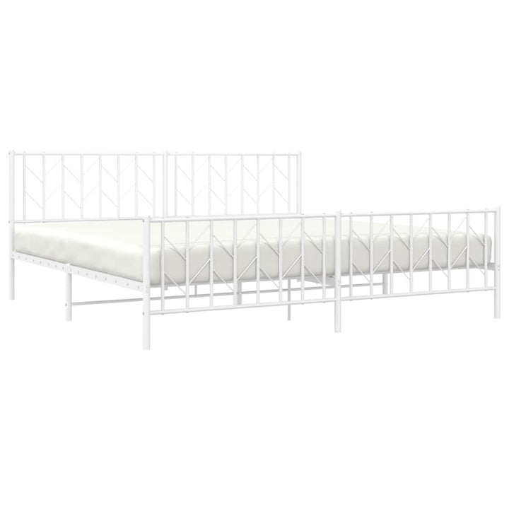 sengeramme med sengegavl og fodgærde 200x200 cm metal hvid