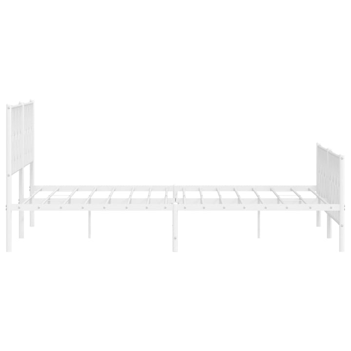 sengeramme med sengegavl og fodgærde 200x200 cm metal hvid