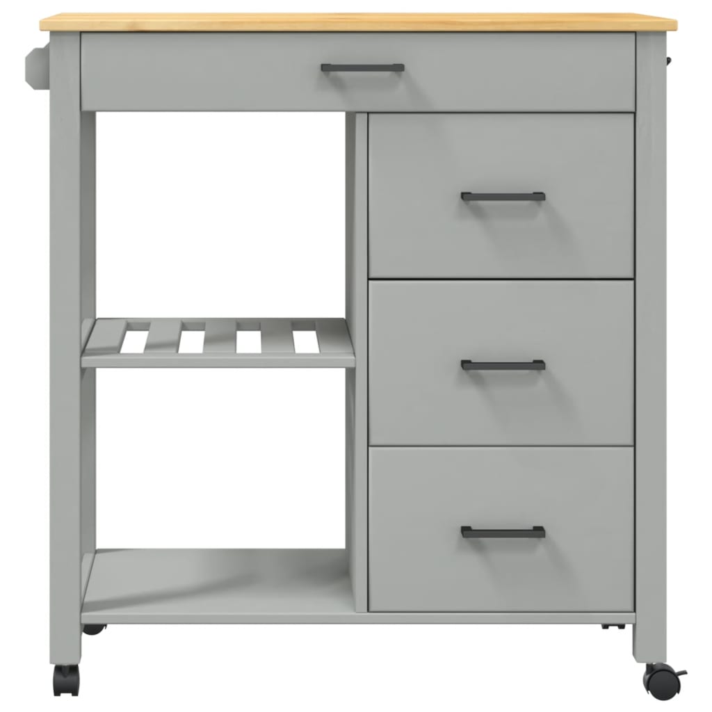 køkkenvogn MONZA 84x40x88,5 cm massivt fyrretræ