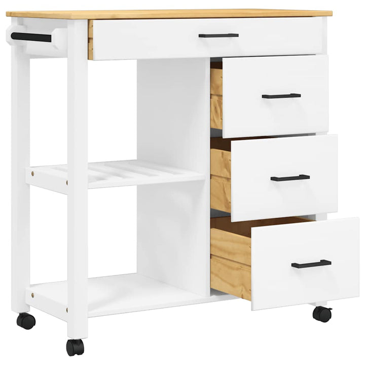 køkkenvogn MONZA 84x40x88,5 cm massivt fyrretræ