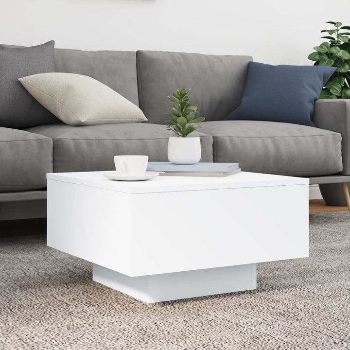 sofabord 55x55x31 cm konstrueret træ hvid