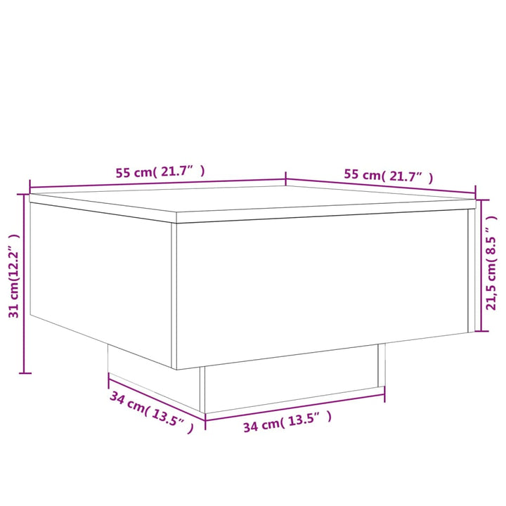 sofabord 55x55x31 cm konstrueret træ hvid