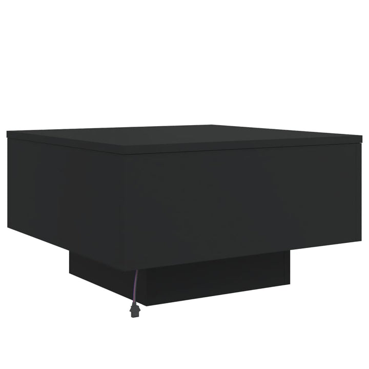 sofabord med LED-lys 55x55x31 cm sort