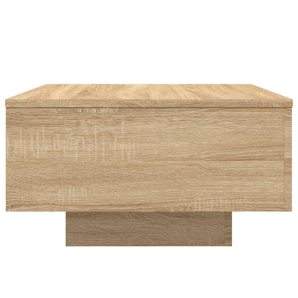 sofabord med LED-lys 55x55x31 cm sonoma-eg