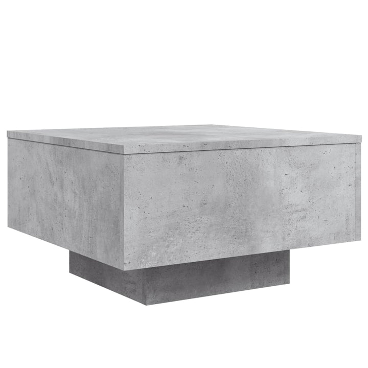 sofabord med LED-lys 55x55x31 cm betongrå