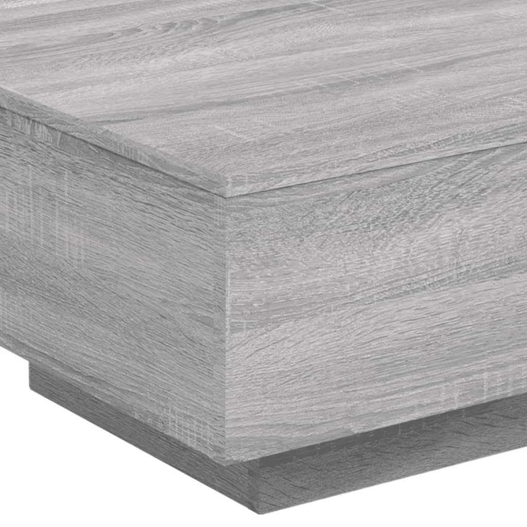 sofabord med LED-lys 55x55x31 cm grå sonoma-eg