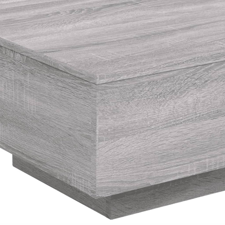 sofabord med LED-lys 55x55x31 cm grå sonoma-eg