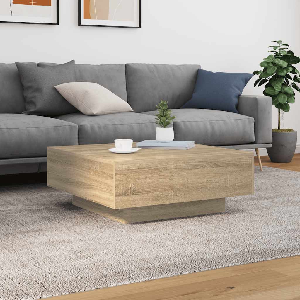 sofabord 80x80x31 cm konstrueret træ sonoma-eg