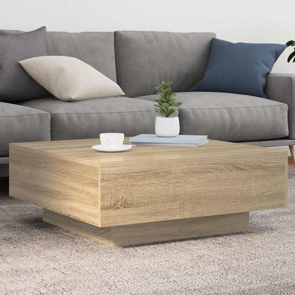 sofabord 80x80x31 cm konstrueret træ sonoma-eg