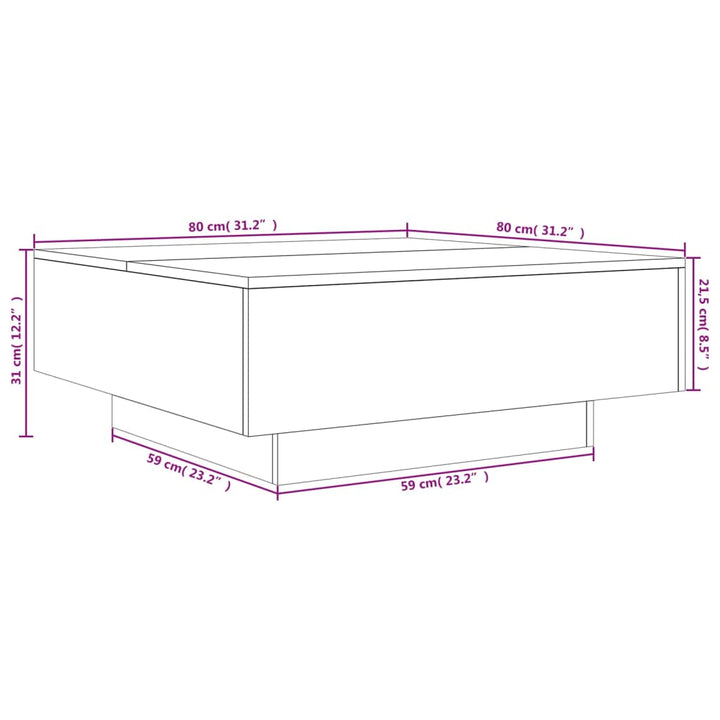 sofabord 80x80x31 cm konstrueret træ betongrå