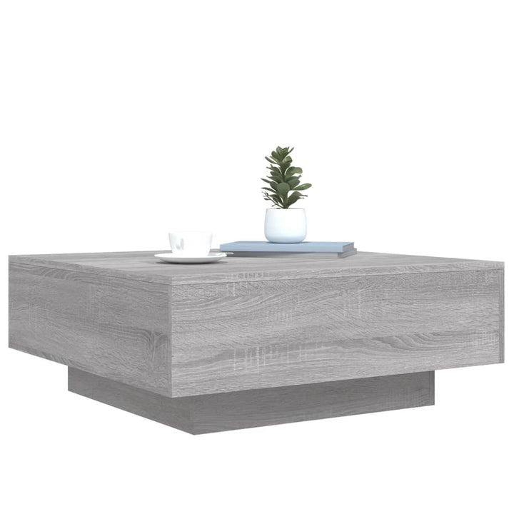 sofabord 80x80x31 cm konstrueret træ grå sonoma-eg