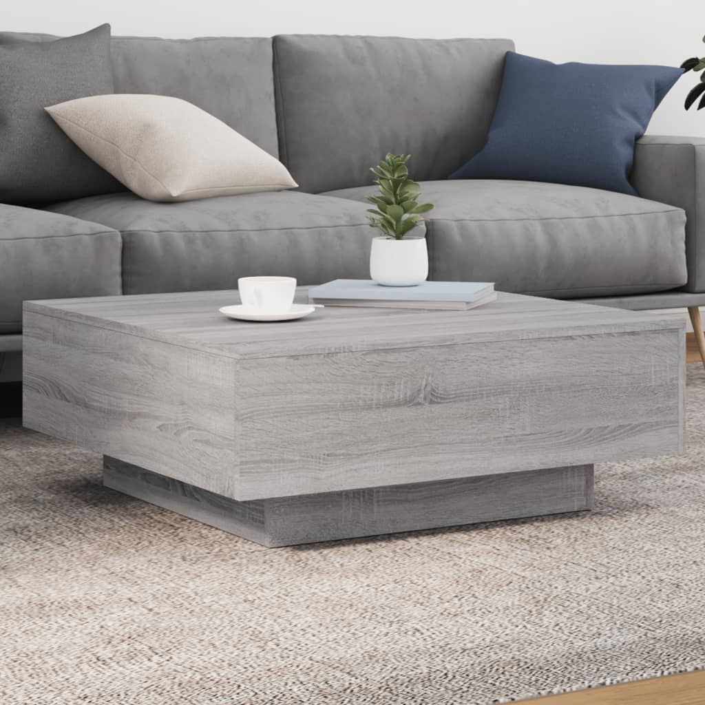 sofabord 80x80x31 cm konstrueret træ grå sonoma-eg