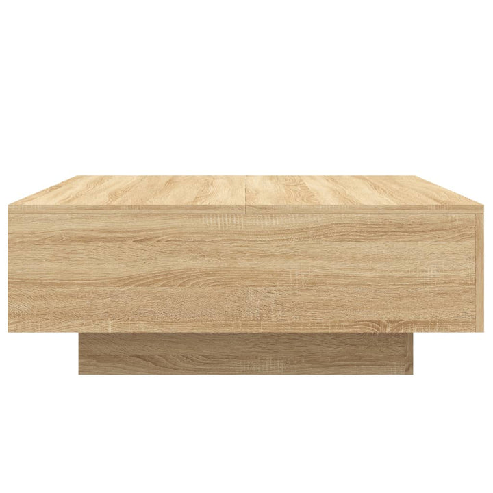 sofabord med LED-lys 80x80x31 cm sonoma-eg