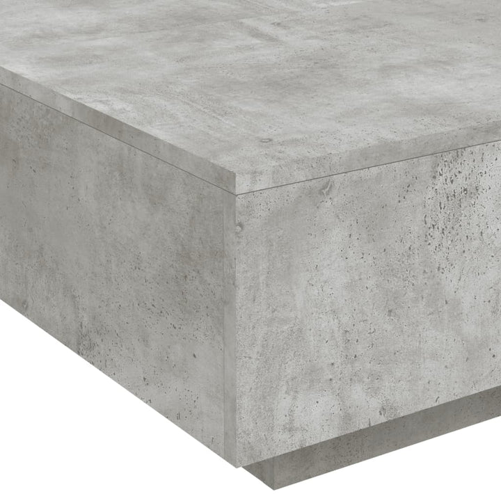 sofabord med LED-lys 80x80x31 cm betongrå