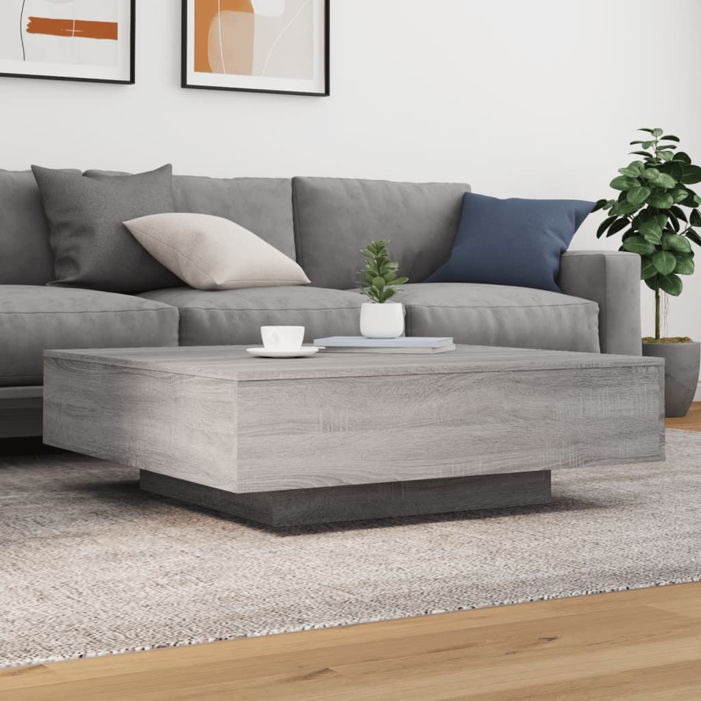sofabord 100x100x31 cm konstrueret træ grå sonoma-eg