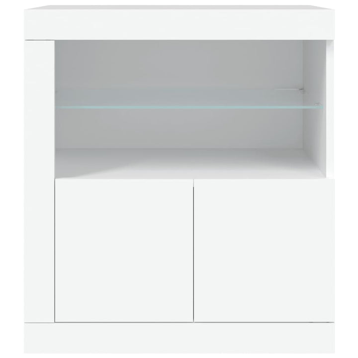 skænk med LED-lys 60,5x37x67 cm hvid