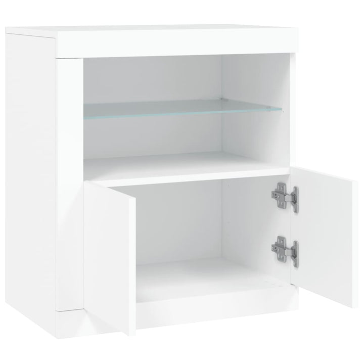 skænk med LED-lys 60,5x37x67 cm hvid