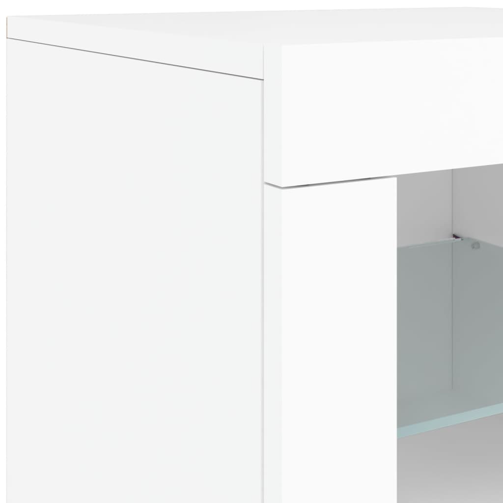 skænk med LED-lys 60,5x37x67 cm hvid