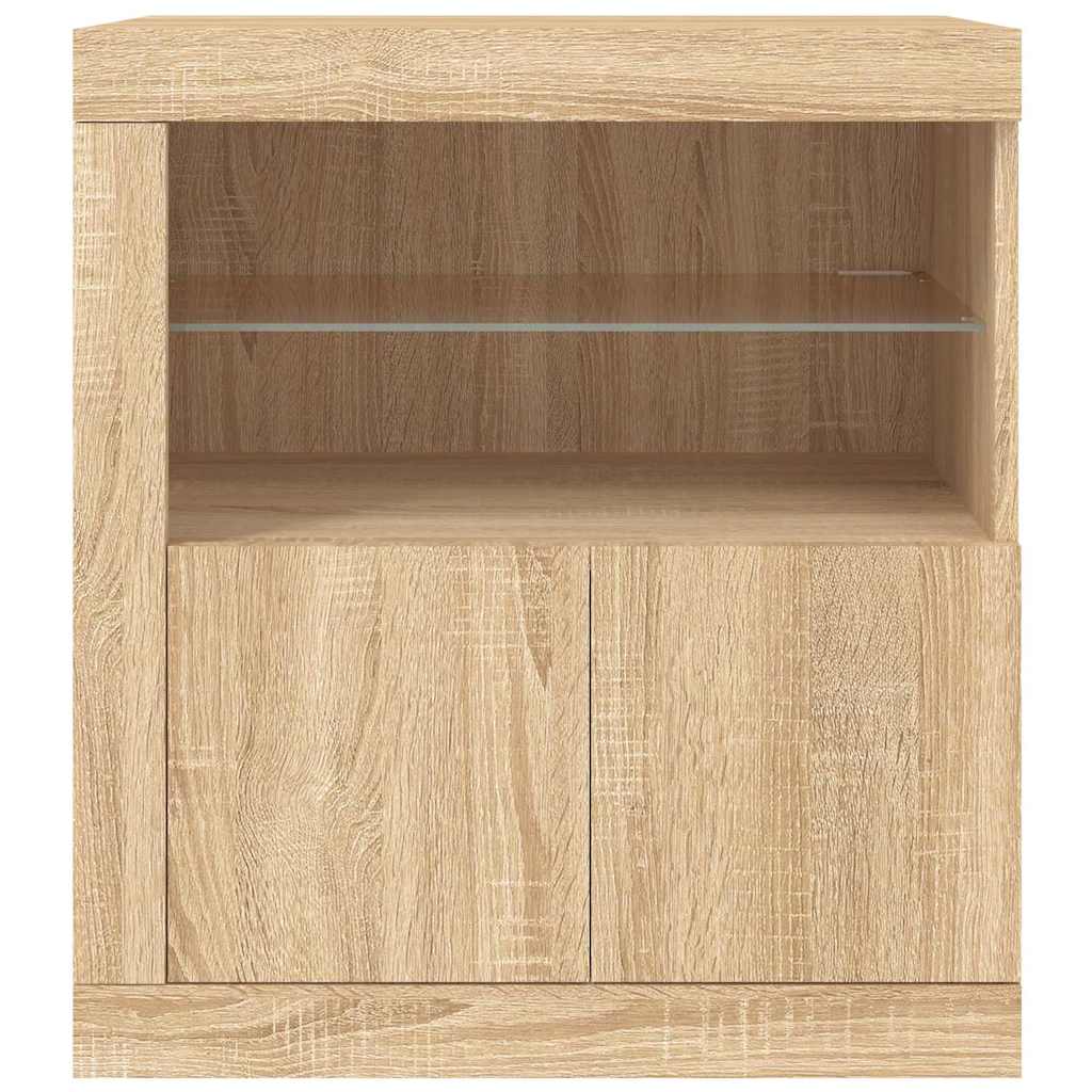 skænk med LED-lys 60,5x37x67 cm sonoma-eg