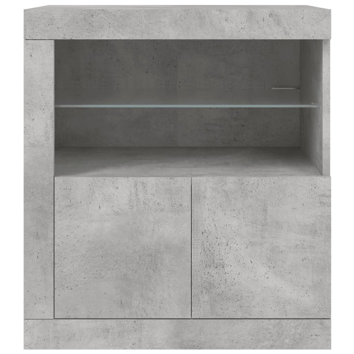 skænk med LED-lys 60,5x37x67 cm betongrå