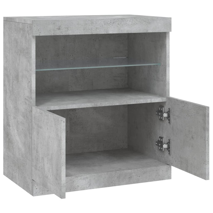 skænk med LED-lys 60,5x37x67 cm betongrå