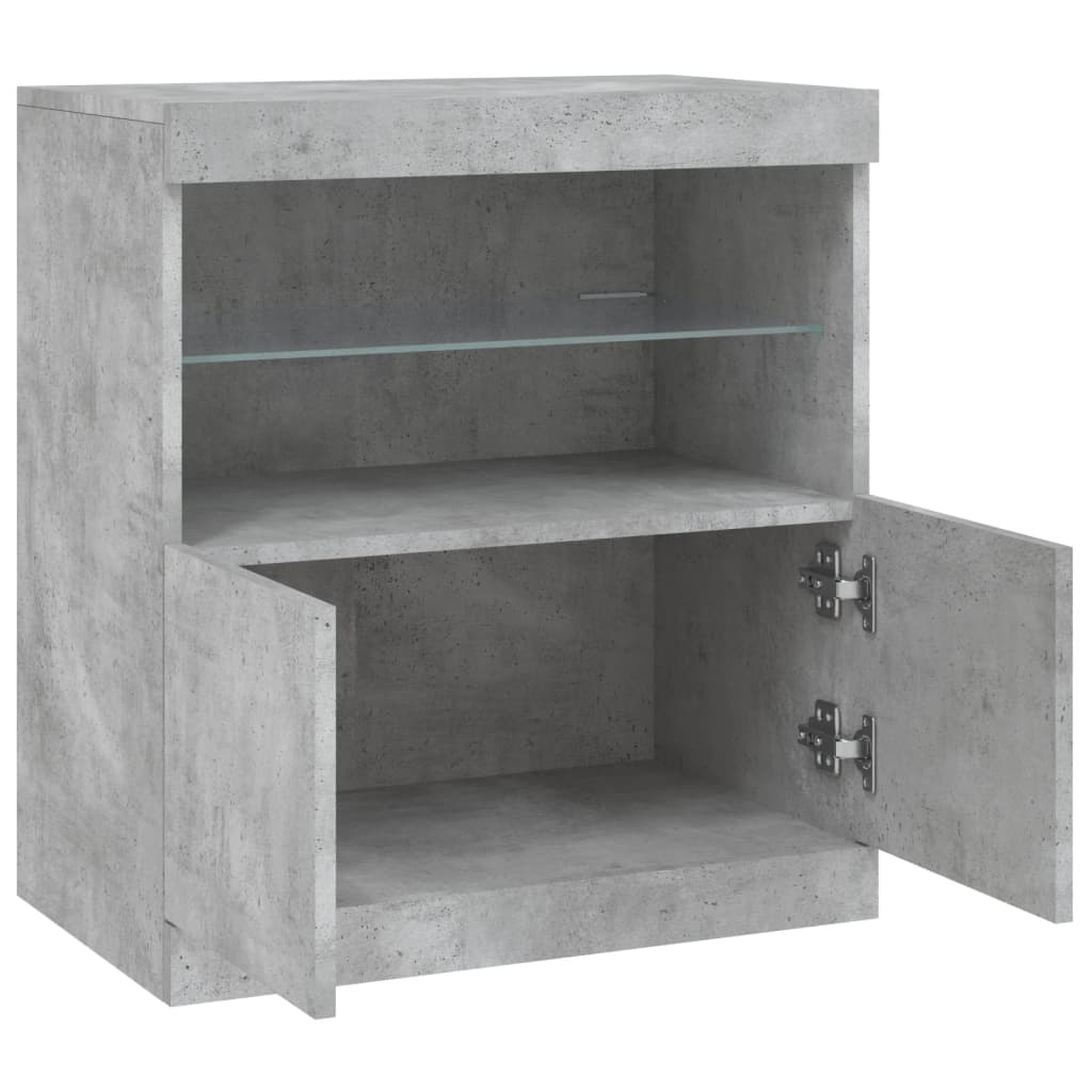 skænk med LED-lys 60,5x37x67 cm betongrå