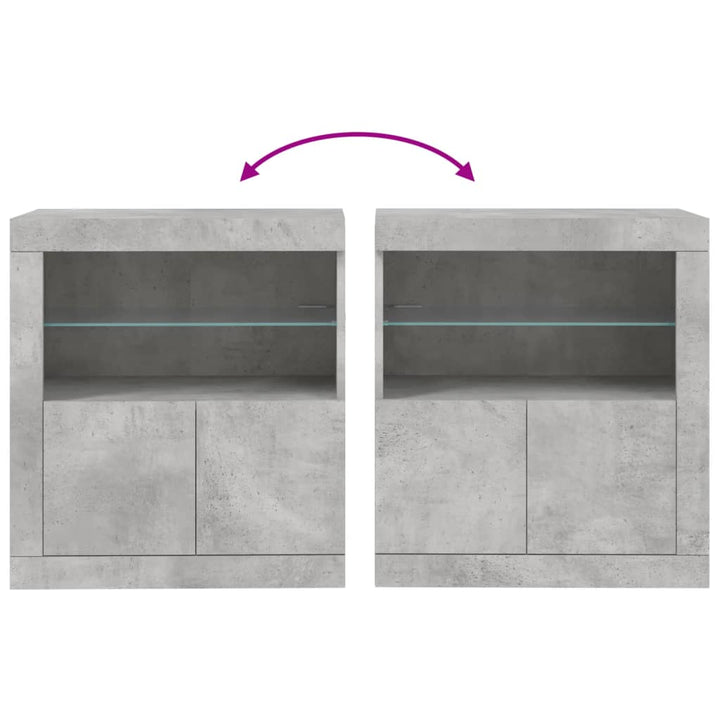 skænk med LED-lys 60,5x37x67 cm betongrå
