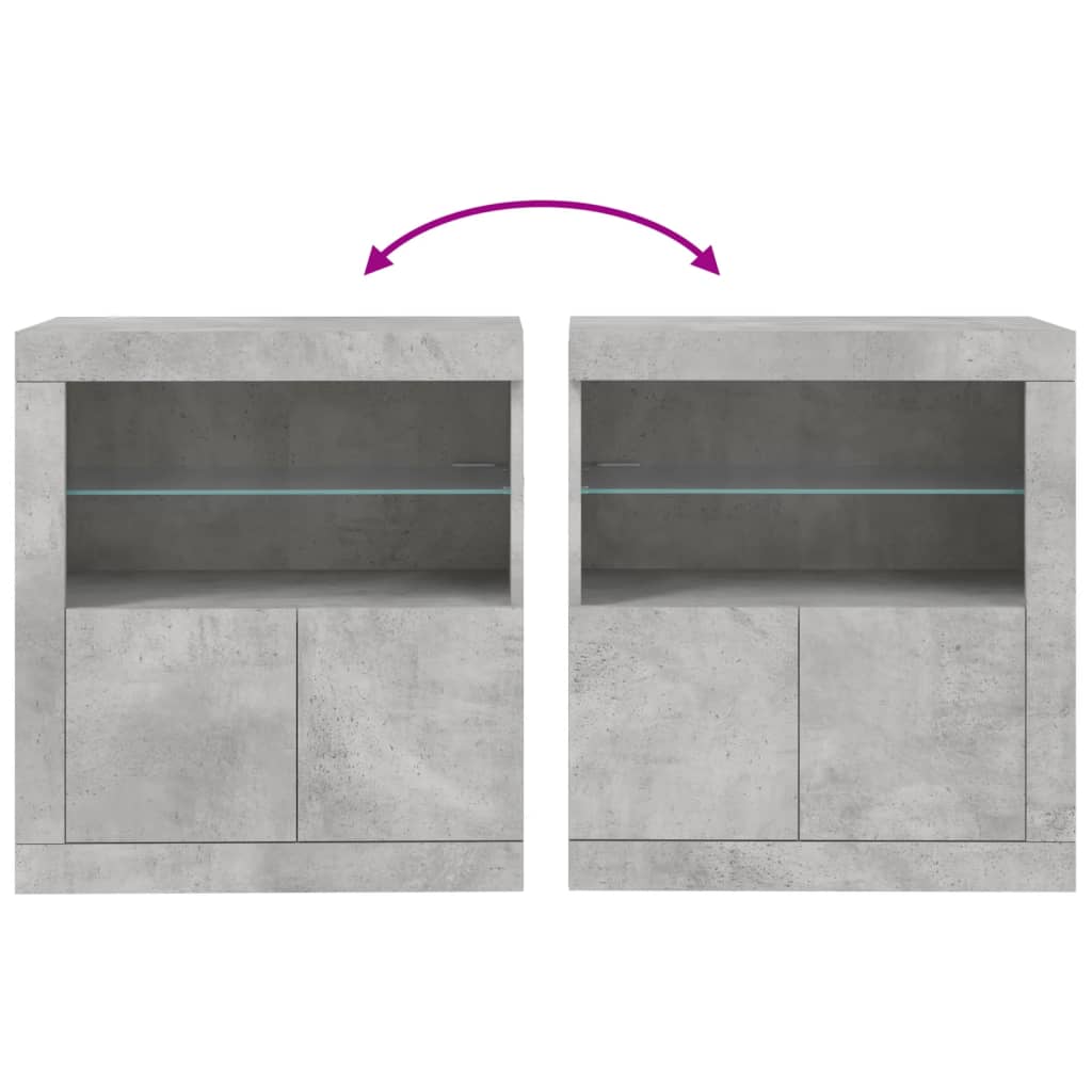skænk med LED-lys 60,5x37x67 cm betongrå
