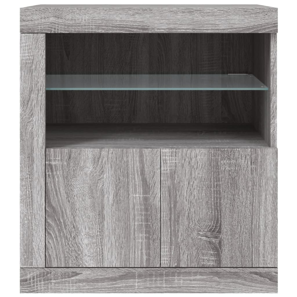 skænk med LED-lys 60,5x37x67 cm grå sonoma-eg