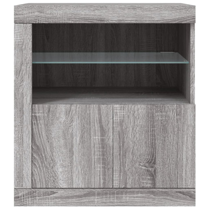 skænk med LED-lys 60,5x37x67 cm grå sonoma-eg
