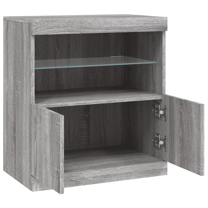 skænk med LED-lys 60,5x37x67 cm grå sonoma-eg