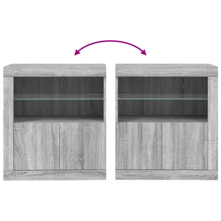 skænk med LED-lys 60,5x37x67 cm grå sonoma-eg