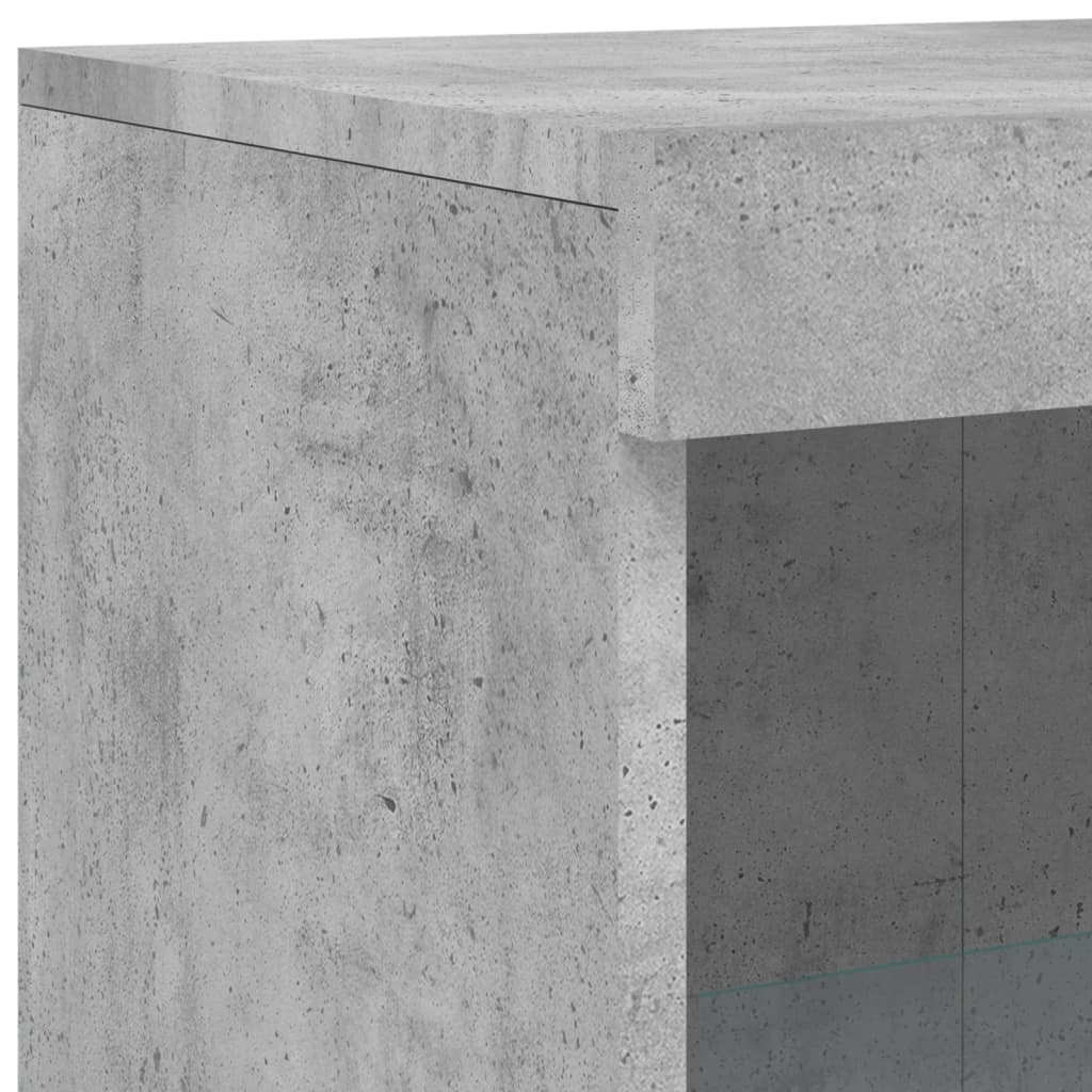skab med LED-lys konstrueret træ betongrå